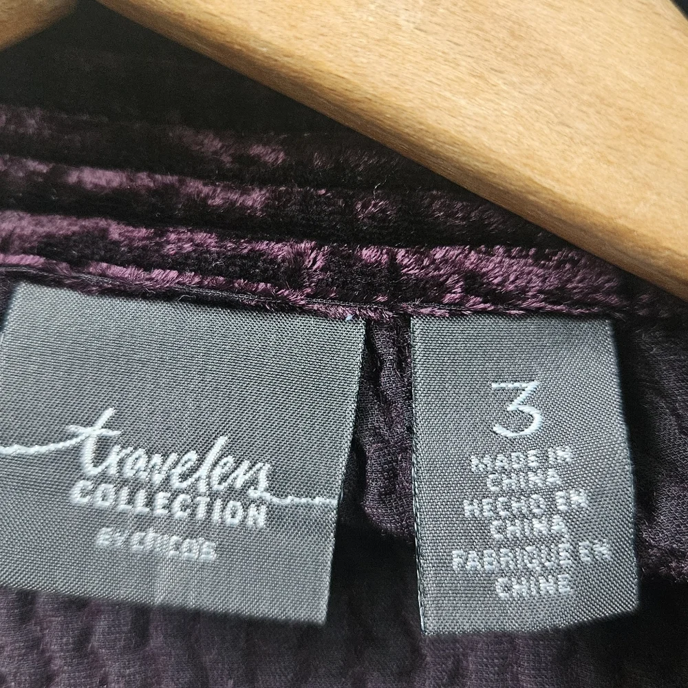 Chicos Travelers Womens Cardigan 3 XL Velour Boho Burnout Open Evening Artsy